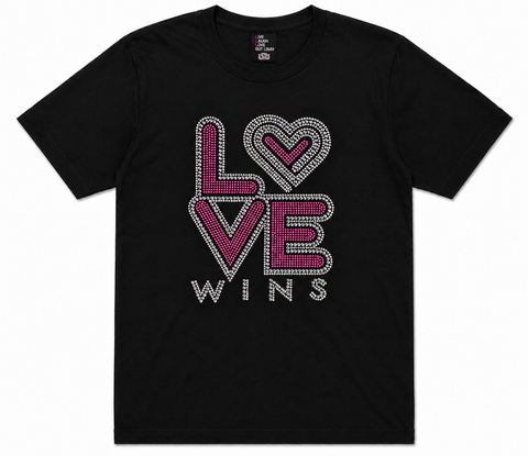 CLASSIC LOVE WINS - Neon Pink Bling It On Tee