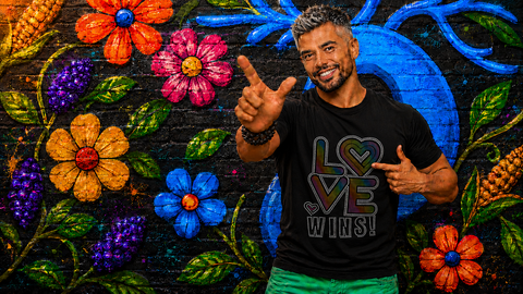 PRIDE LOVE WINS Rainbow Bling It On Tee