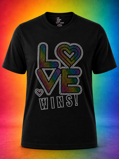 PRIDE LOVE WINS Rainbow Bling It On Tee