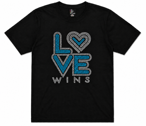 CLASSIC LOVE WINS - Neon Blue Bling It On Tee