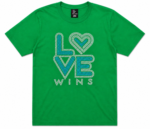 CLASSIC LOVE WINS - Neon Blue Bling It On Tee