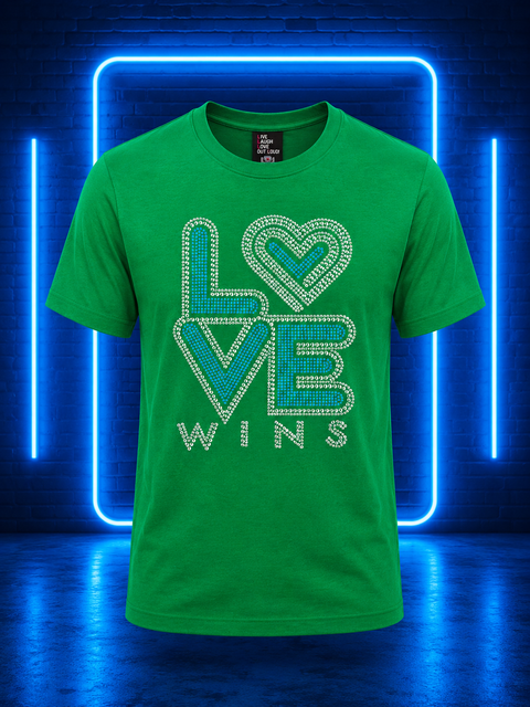 CLASSIC LOVE WINS - Neon Blue Bling It On Tee