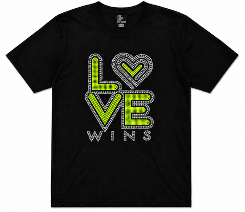 CLASSIC LOVE WINS - Neon Yellow Bling It On Tee