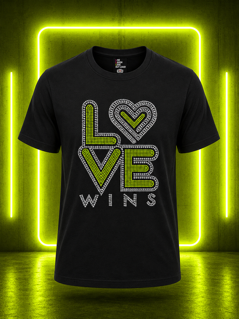 CLASSIC LOVE WINS - Neon Yellow Bling It On Tee