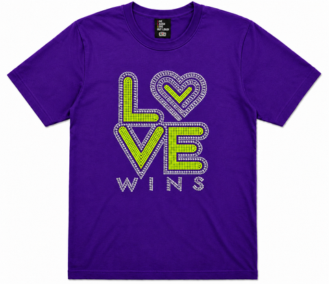 CLASSIC LOVE WINS - Neon Yellow Bling It On Tee