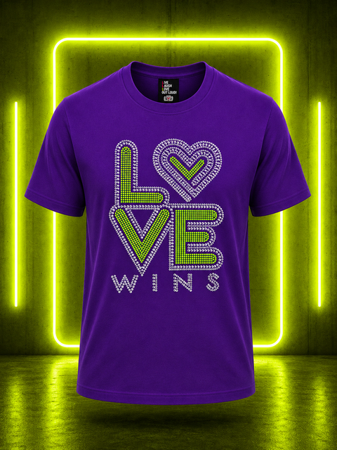 CLASSIC LOVE WINS - Neon Yellow Bling It On Tee