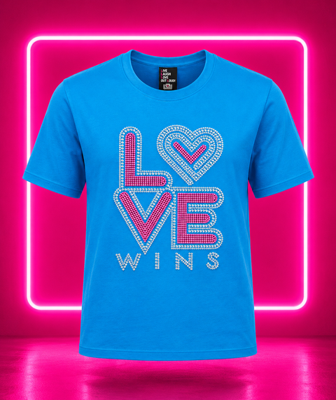 CLASSIC LOVE WINS - Neon Pink Bling It On Tee
